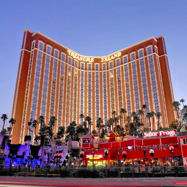 This is an exterior picture of the Treasure Island Hotel Casino in Las Vegas