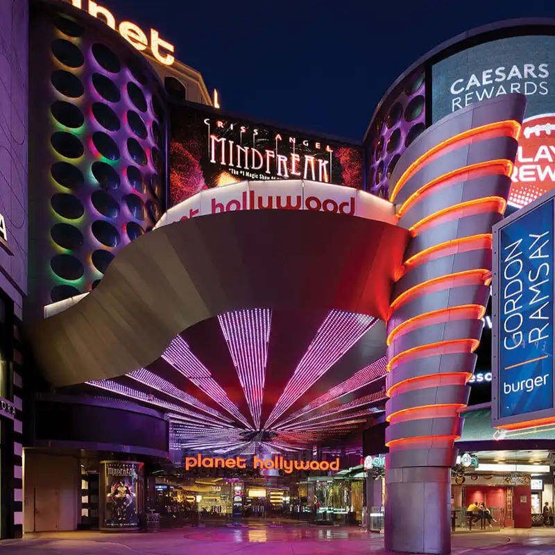 A view of the entrance to the Planet Hollywood Resort & Casino in Las Vegas