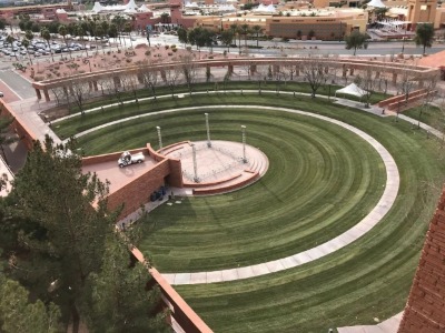 An arial view of the Clark County Government Center Amphitheater in Las Vegas, Nevada