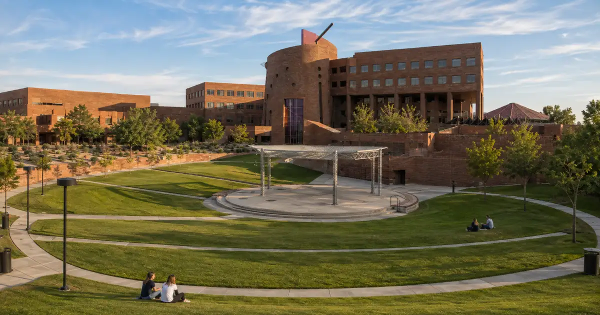 Clark County Government Center Amphitheater with its tiered lawn and outdoor stage in Las Vegas.