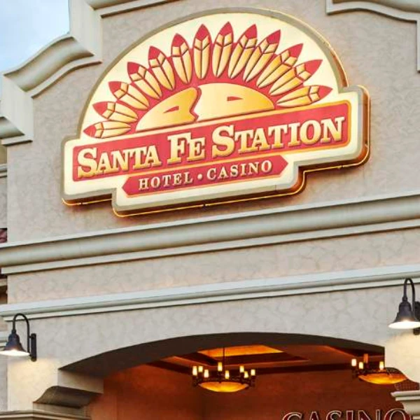 This is a sign over the entrance to the Santa Fe Station Hotel Casino in Las Vegas