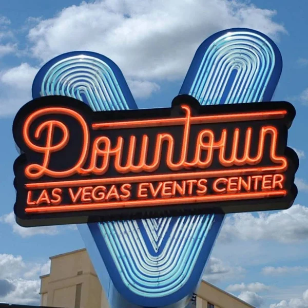 This is a sign for The Downtown Las Vegas Event Center DLVEC