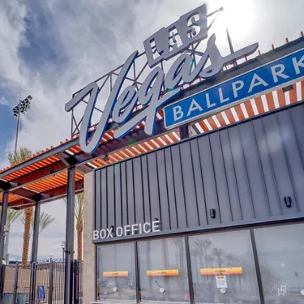 This is a picture of the box office at the entrance to The Las Vegas Ballpark