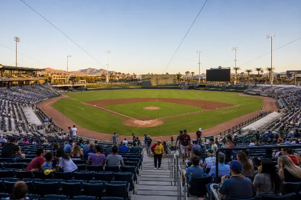 The baseball field and seating bowl inside Las Vegas Ballpark in Downtown Summerlin.