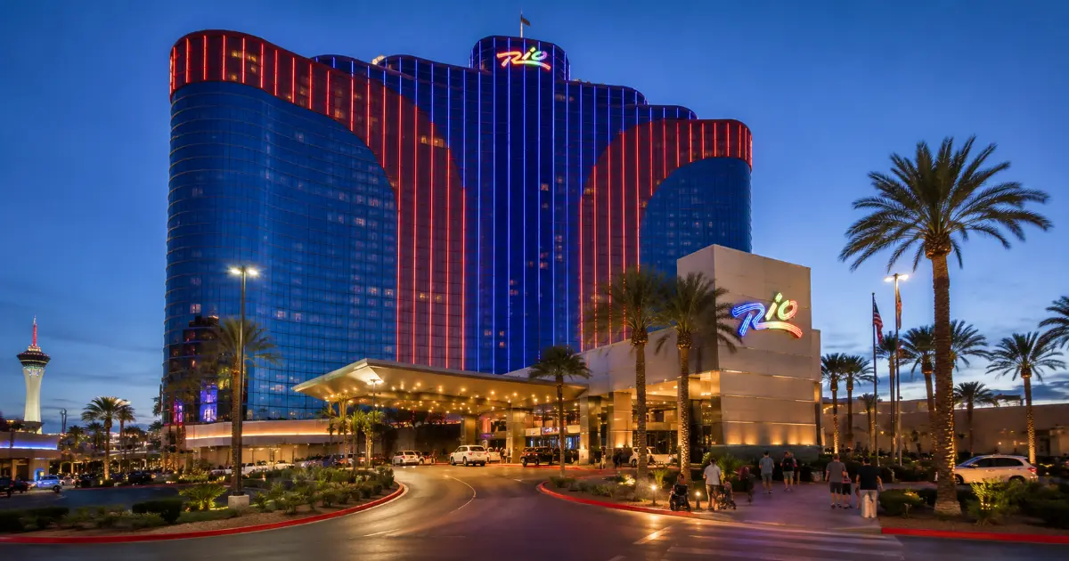 Rio Hotel & Casino rises along West Flamingo Road just west of the Las Vegas Strip.