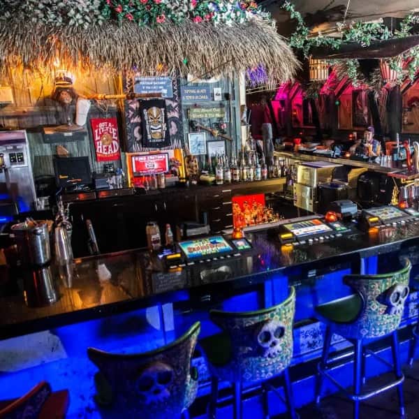 A view of the main bar at the The Golden Tiki Las Vegas