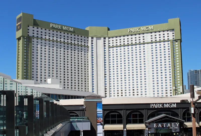 This is a wide-shot photo of the Park MGM Hotel Las Vegas