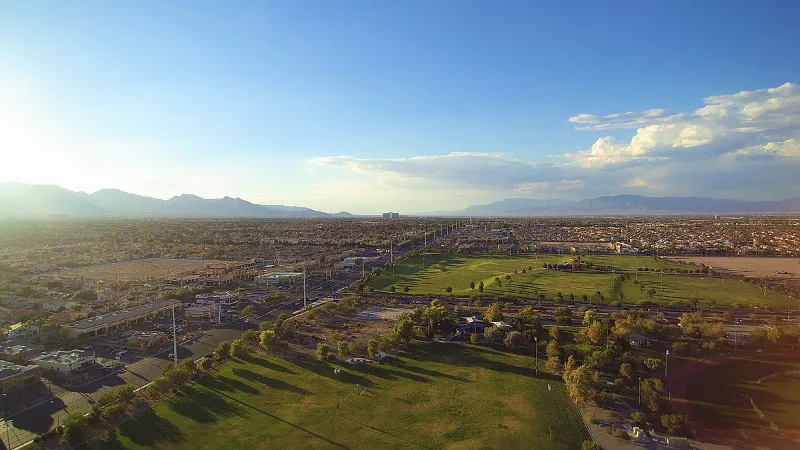 This is an arial view of Desert Breeze Park in Clark County Las Vegas Nevada