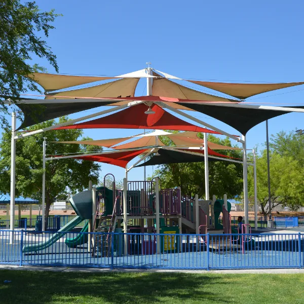 This is a covered play area at Desert Breeze Park in Clark County Las Vegas Nevada