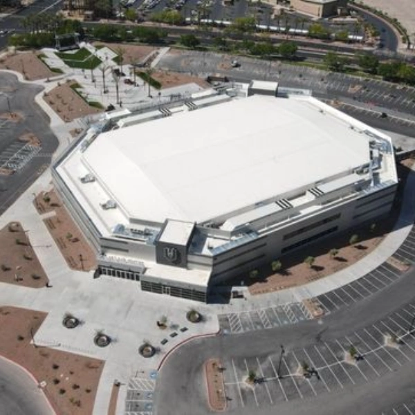 An aerial view of the Lee's Family Forum Arena in Henderson Nevada