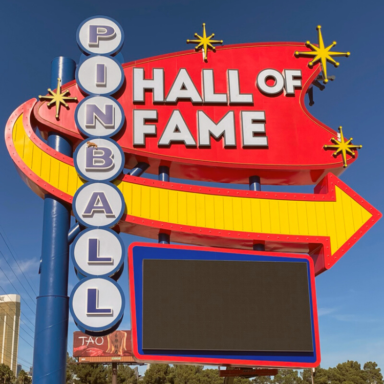 Pinball hall of fame's giant sign in las vegas