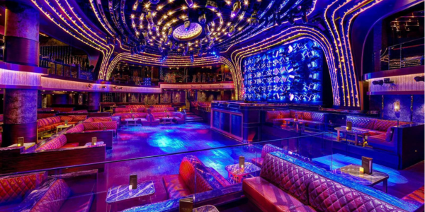 The massive, vibrant LED wall at Jewel Nightclub in Aria