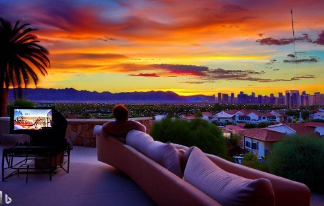 Las Vegas Sunset with TV Sofa