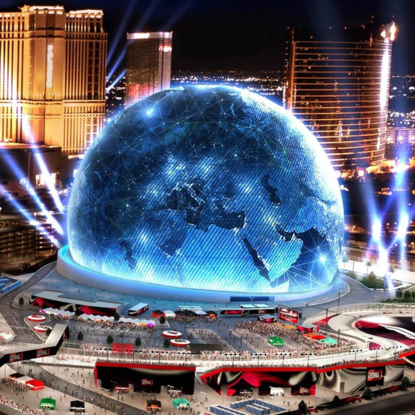 This is an image of the Sphere Las Vegas concert and event venue.
