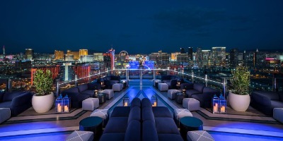 A view of the Las Vegas skyline from the Ghostbar patio at the Palms