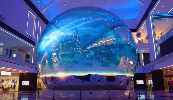 Beholding a winter scene appearing on the Globe at at Resorts World Las Vegas