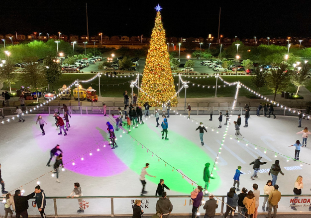 Rock Rink Ice Skating at Downtown Summerlin - people ice skating in the winter
