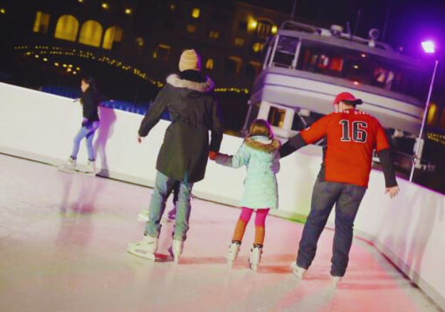 The Village at Lake Las Vegas Ice Skating Rink - A family is ice skating