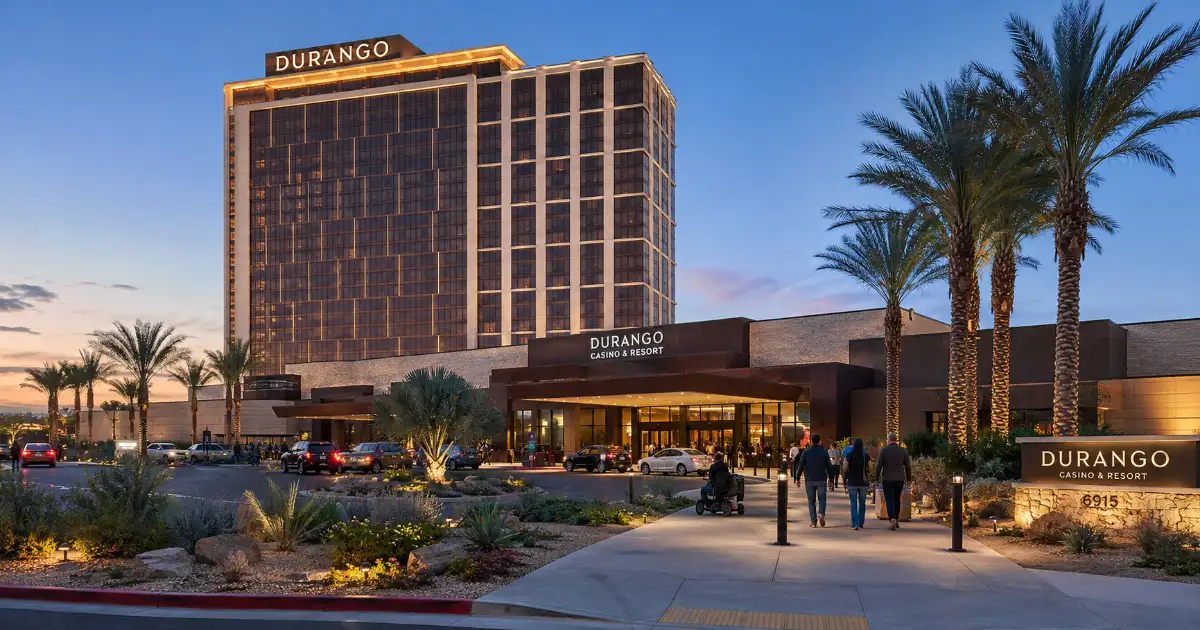 The hotel tower and casino entrance at Durango Casino and Resort in southwest Las Vegas.