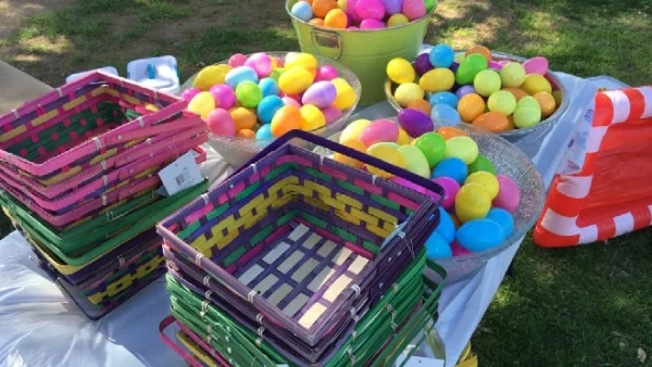 This is an image of an Easter Egg Hunt at Silver Mesa Recreation Center in Las Vegas