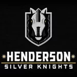 Henderson Silver Knights logo with armored silver horse head inside shield and bold team name below