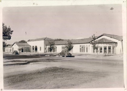 A black white old photo of the Historic Fifth Street School in downtown Las Vegas