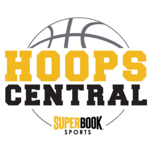 An image of a basketball with the words Hoops Central SuperBook Westgate Las Vegas