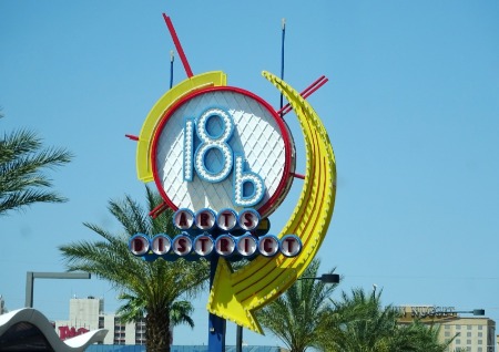 A view of the 18b Las Vegas Arts District sign