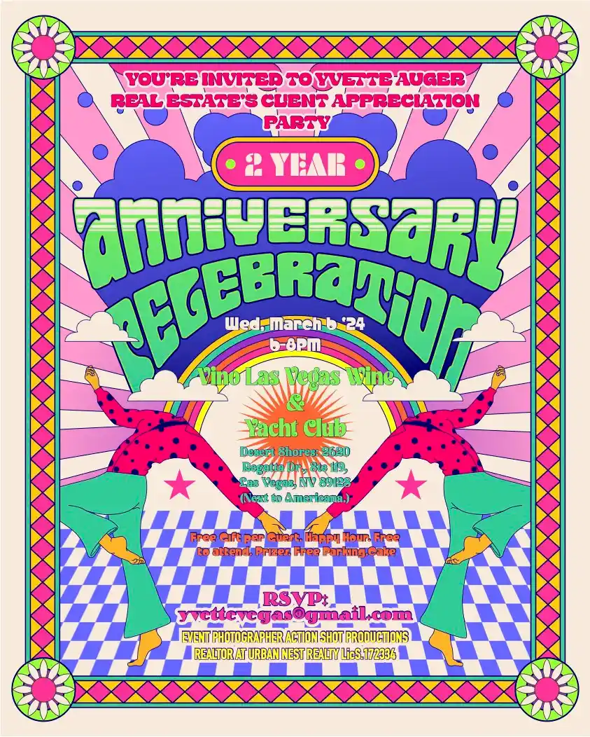 Flyer for Yvette's two year anniversary party