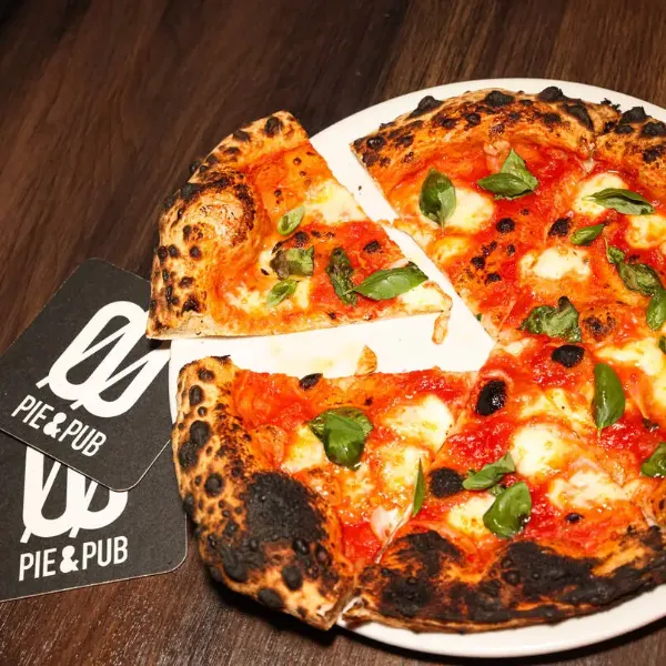 This is an image of a pizza from This is an interior shot of the 00 Pie & Pub Restaurant in Las Vegas