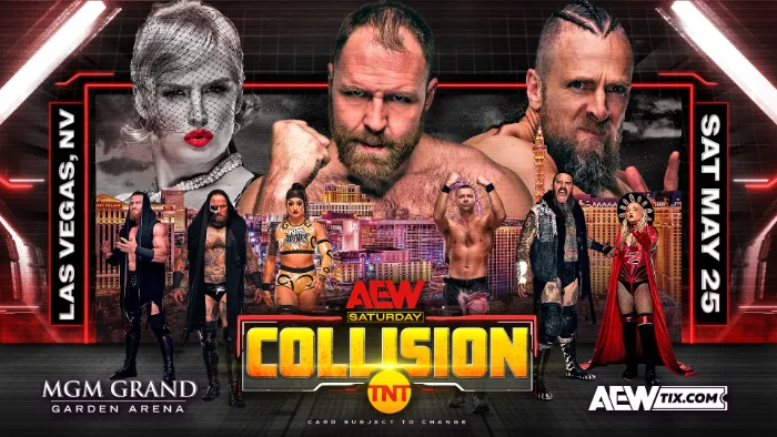 This is a poster for the AEW Collision MGM Grand Garden Arena Las Vegas