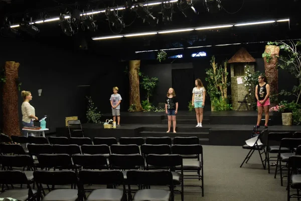 This is a picture of people at a rehearsal for Henderson Theatre in the Valley