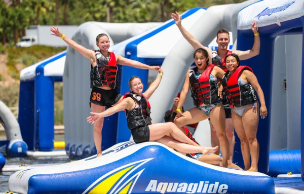 People playing at Lake Las Vegas Aqua Park