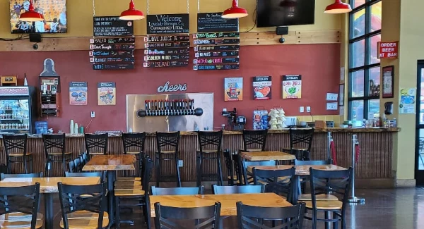 This image is of the taproom inside the Lovelady Brewing Company Brewery on Water Street in Downtown Henderson