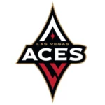 Las Vegas Aces logo shaped like a spade with bold white “ACES” text, red diamond, and gold Las Vegas lettering