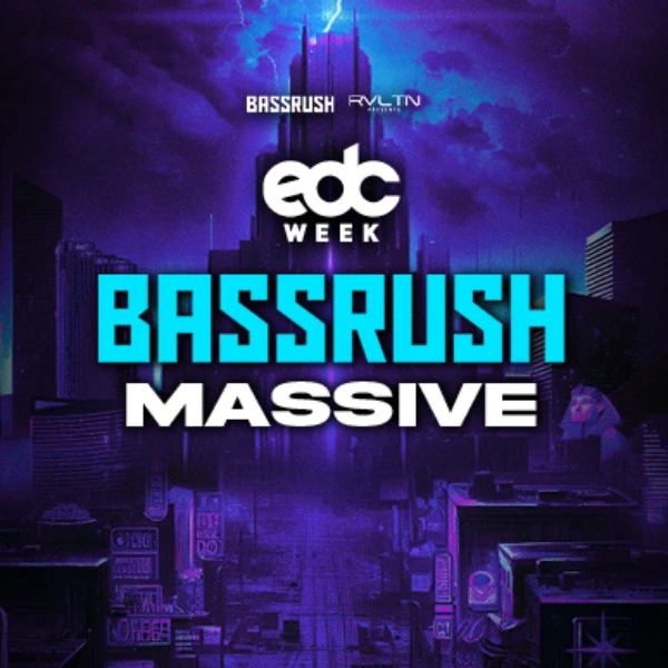 This is a concert poster for the Bassrush Massive Concert EDC Week Las Vegas 2024