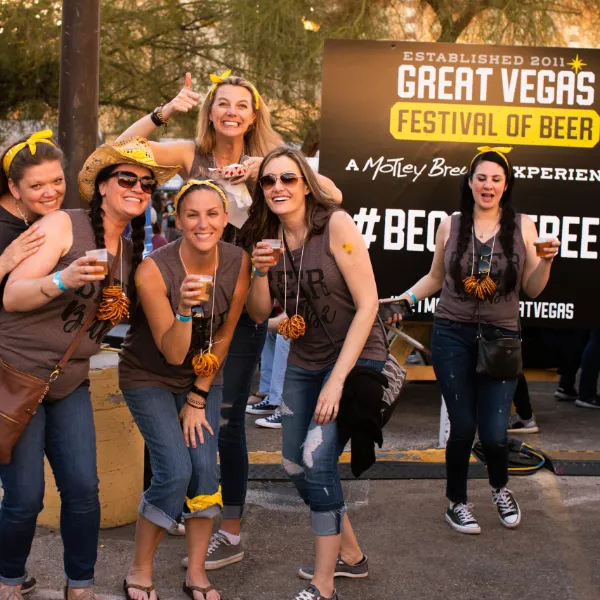 This is a photo of several women who are attending the Great Vegas Festival of Beer
