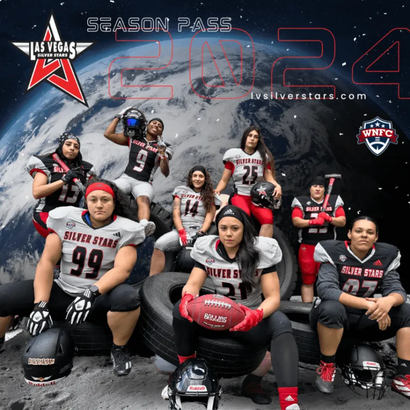 This is a team photo for the Las Vegas Silver Stars Womens Football Team