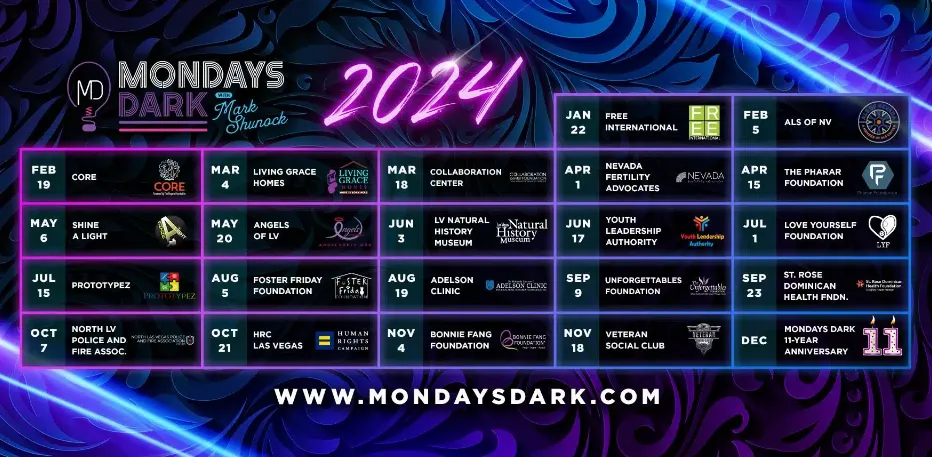 This is the show calendar for Mondays Dark in Las Vegas for 2024