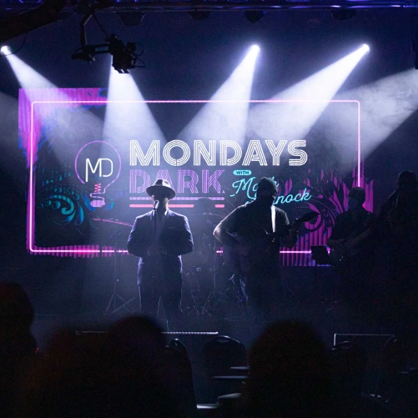 This is an image of two country music performers on the stage during Mondays Dark at The Space in Las Vegas