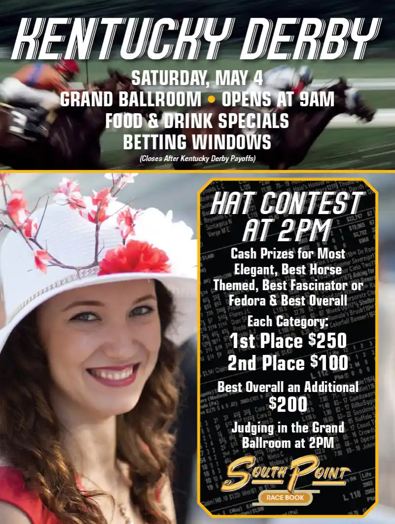 A flyer for the South Point Casino Kentucky Derby watch party