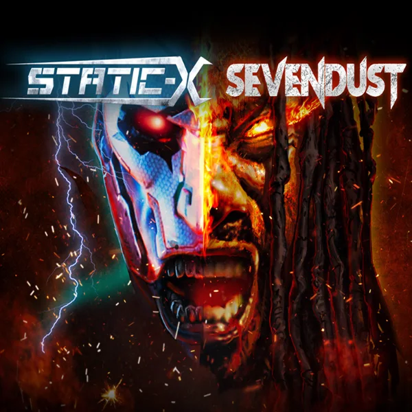 This is a concert poster for Static X Sevendust