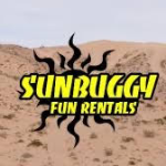 This is a picture of the desert and the logo for the Sunbuggy Fun Rentals Baja Chase in Las Vegas