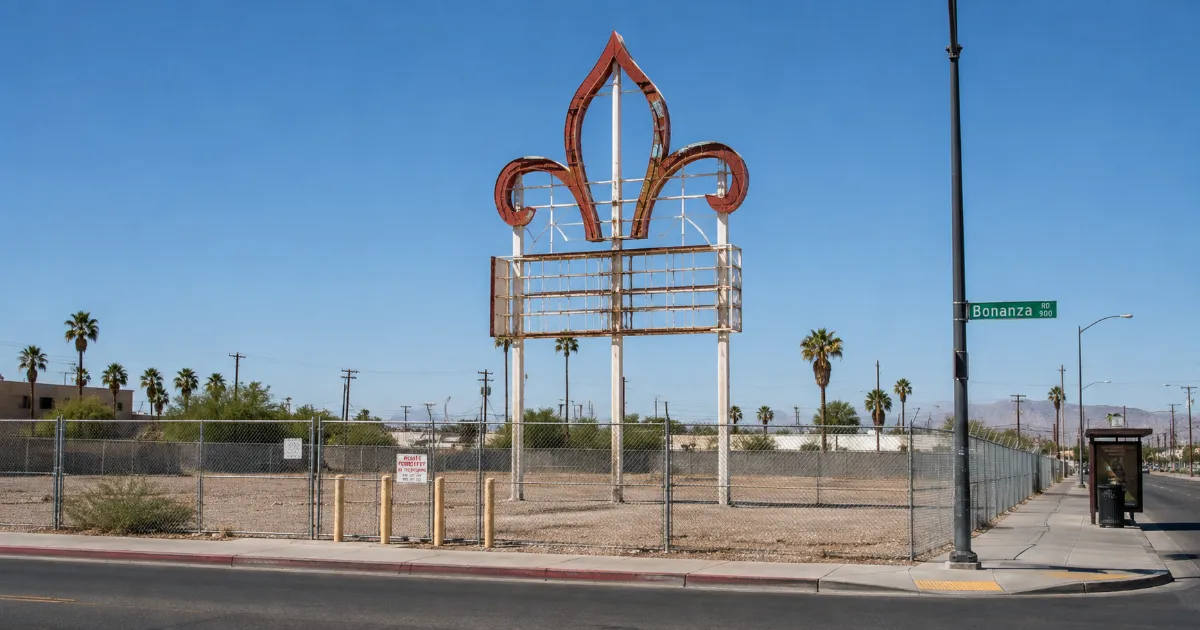The secured former Moulin Rouge Hotel and Casino site on West Bonanza Road in Las Vegas.