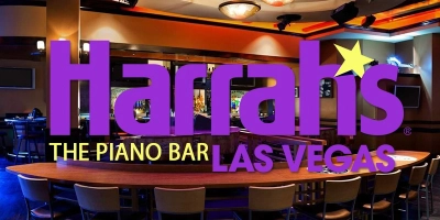 The stage and seating for karaoke night at the Piano Bar at Harrah’s in Las Vegas