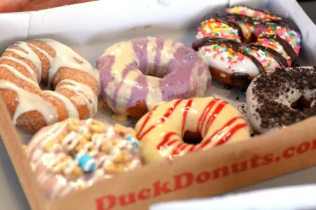 Made-to-order cake donuts with various toppings from Duck Donuts Las Vegas