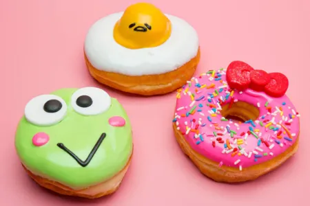 Hello Kitty themed donuts and pastries at the Hello Kitty Cafe Las Vegas