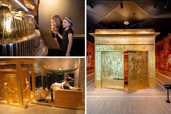 King Tut’s Tomb Luxor Las Vegas Discount Tickets - Museum visitors' look at interesting exhibits of ancient Egyptian artifacts.