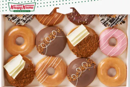 Classic Krispy Kreme original glazed donuts in a box