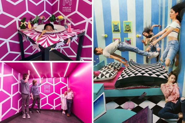 Museum of Illusions Las Vegas - People take fun photos of each other in unique rooms at the museum.
